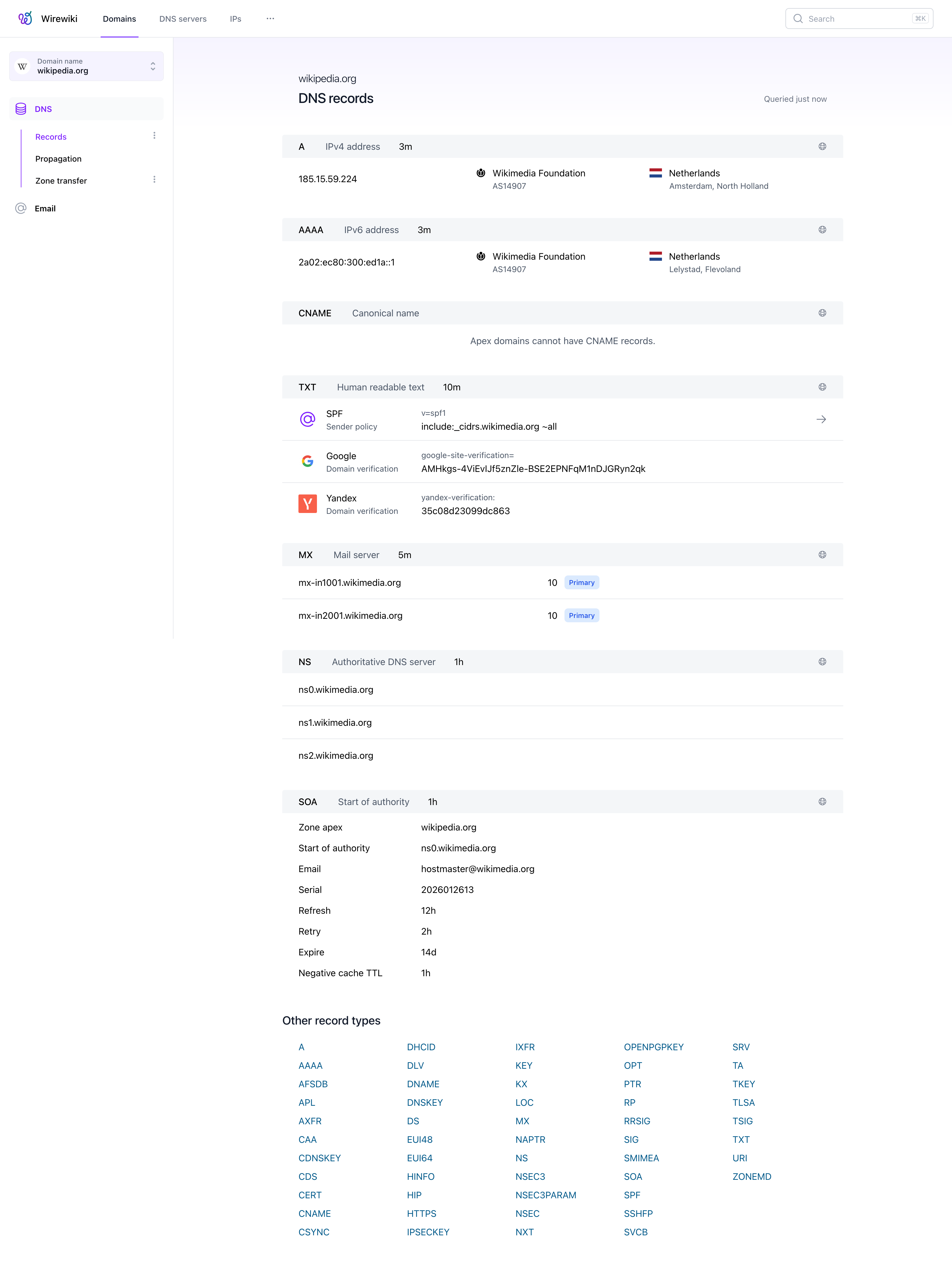 Screenshot of Wirewiki